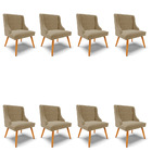 Kit 08 Cadeiras De Jantar Liz Suede Pes Palito Castanho D03 -