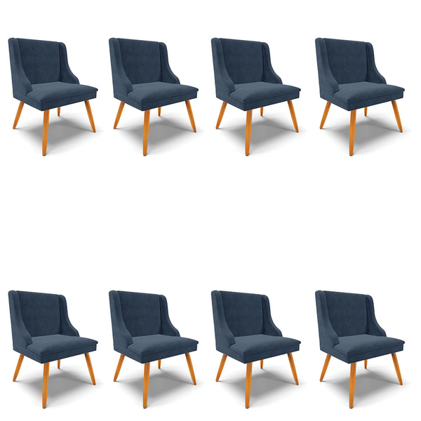 Kit 08 Cadeiras De Jantar Liz Suede Pes Palito Castanho D03 -