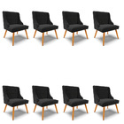 Kit 08 Cadeiras De Jantar Liz Suede Preto Pés Palito Castanho