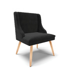 Kit 08 Cadeiras De Jantar Liz Suede Preto Pés Palito Natural