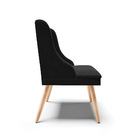 Kit 08 Cadeiras De Jantar Liz Suede Preto Pés Palito Natural