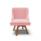 Kit 08 Cadeiras De Jantar Liz Suede Rosa Bebê Base Madeira Mm