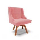 Kit 08 Cadeiras De Jantar Liz Suede Rosê Base Madeira Mm35 D0