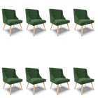 Kit 08 Cadeiras De Jantar Liz Suede Verde Pés Palito Natural
