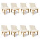 Kit 08 Cadeiras De Jantar Liz Veludo Base Fixa Madeira Castan