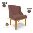 Kit 08 Cadeiras De Jantar Liz Veludo Base Fixa Madeira Castan