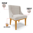 Kit 08 Cadeiras De Jantar Liz Veludo Base Fixa Madeira Castan