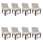 Kit 08 Cadeiras De Jantar Liz Veludo Cinza Base Fixa Madeira