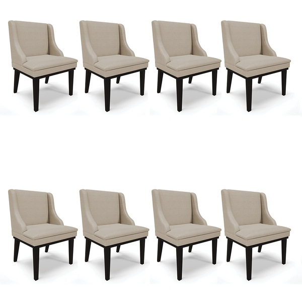 Kit 08 Cadeiras De Jantar Liz Veludo Luxo Base Fixa Madeira P