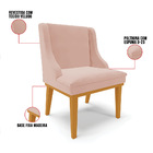 Kit 08 Cadeiras De Jantar Liz Veludo Rosê Base Fixa Madeira C