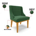 Kit 08 Cadeiras De Jantar Liz Veludo Verde Base Fixa Madeira