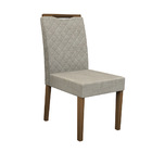 Kit 08 Cadeiras De Jantar Nayla Veludo Linho Tl13 Pés Amêndoa