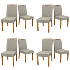 Kit 08 Cadeiras De Jantar Nayla Veludo Linho Tl13 Pés Ypê - D