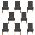 Kit 08 Cadeiras De Jantar Sevilha Pés Palito Suede Grafite -