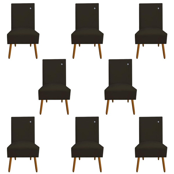 Kit 08 Cadeiras De Jantar Sevilha Pés Palito Suede Marrom - D