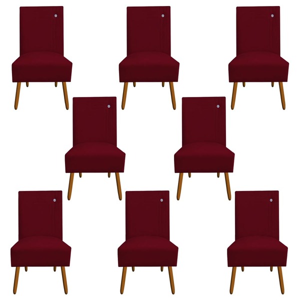 Kit 08 Cadeiras De Jantar Sevilha Pés Palito Suede Marsala -