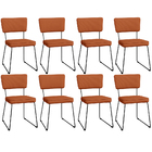 Kit 08 Cadeiras Decorativas Estofada Base De Aço Allana L02 T