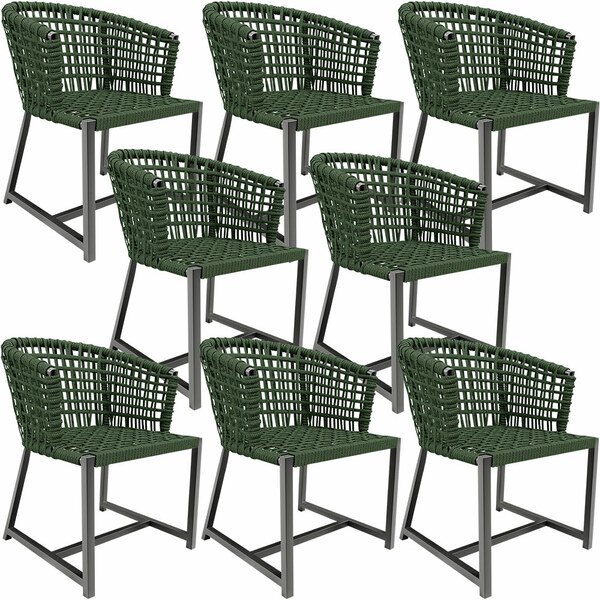 Kit 08 Cadeiras Decorativas Para Área Gourmet Cozinha Corda N