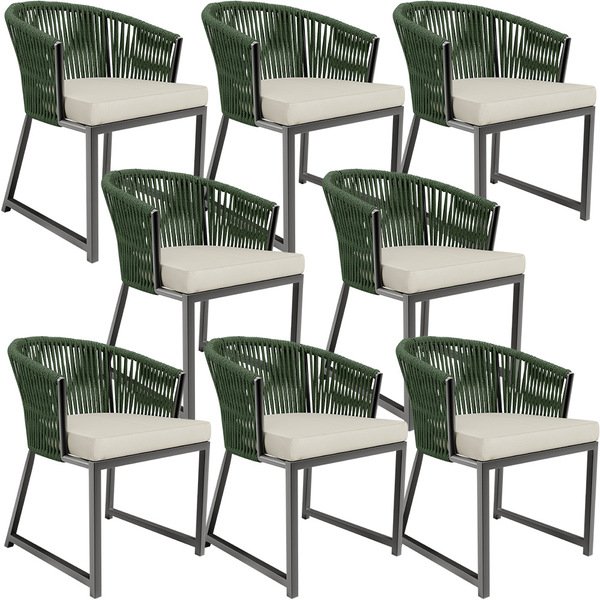 Kit 08 Cadeiras Decorativas Para Área Gourmet Cozinha Corda N