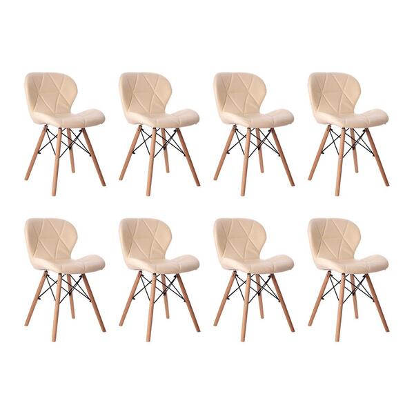 Kit 08 Cadeiras Estofada Jantar Charles Eames Eiffel Slim Woo