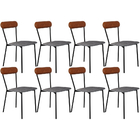 Kit 08 Cadeiras Estofada Para Sala De Jantar Liora Preto C01