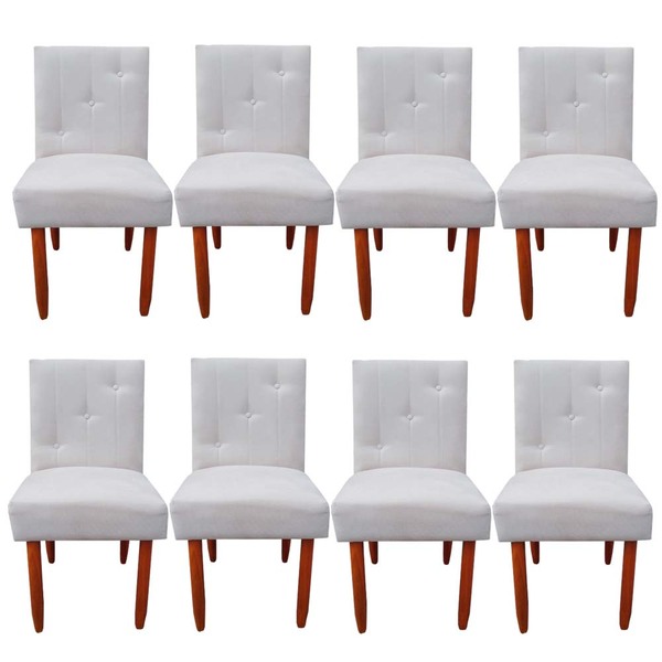 Kit 08 Cadeiras Jantar Madrid Pés Palito Sued Bege - D'classe