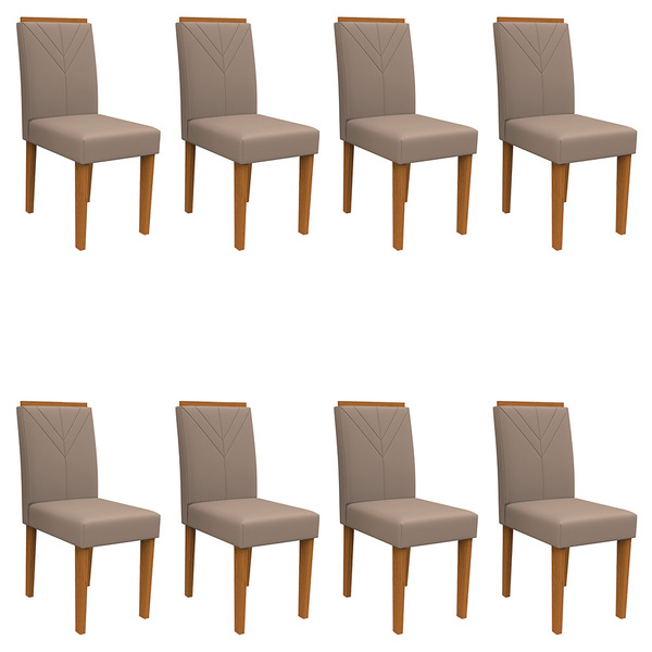 Kit 08 Cadeiras Júlia Camurça Marrom Lux Pés Ypê - D'rossi