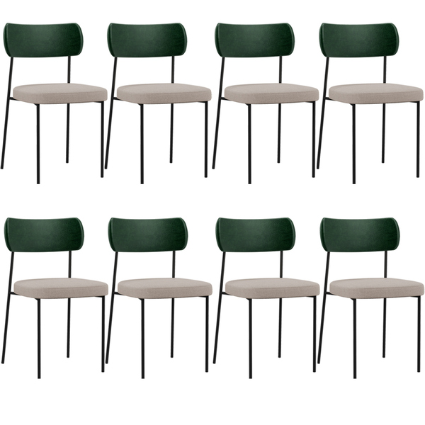 Kit 08 Cadeiras Para Sala De Jantar Melina L02 Facto Verde Mu
