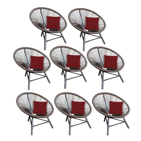 Kit 08 Poltrona Cadeira Corino Vermelho