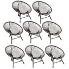 Kit 08 Poltrona Cadeira Jardim Varanda Corino Branco