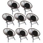 Kit 08 Poltrona Cadeira Jardim Varanda Corino Preto