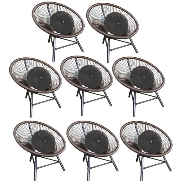 Kit 08 Poltrona Cadeira Jardim Varanda Suede Cinza