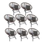 Kit 08 Poltrona Cadeira Suede Cinza