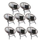 Kit 08 Poltrona Cadeira Suede Preto