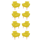 Kit 08 Poltronas Opala Decorativas Sala De Estar Suede Amarelo