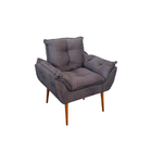 Kit 08 Poltronas Opala Decorativas Sala De Estar Suede Cinza