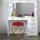 Kit 08 Puff Banqueta Aramado Luna Hexágono Base Dourado Suede