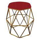 Kit 08 Puff Banqueta Aramado Luna Hexágono Base Dourado Suede