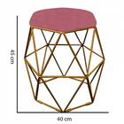 Kit 08 Puff Banqueta Aramado Luna Hexágono Base Dourado Suede