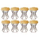 Kit 08 Puff Banqueta Louis Aramado Hexágono Bronze Pelúcia Do