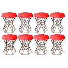 Kit 08 Puff Banqueta Louis Aramado Hexágono Bronze Pelúcia Ve