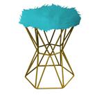 Kit 08 Puff Banqueta Louis Aramado Hexágono Dourado Pelúcia A