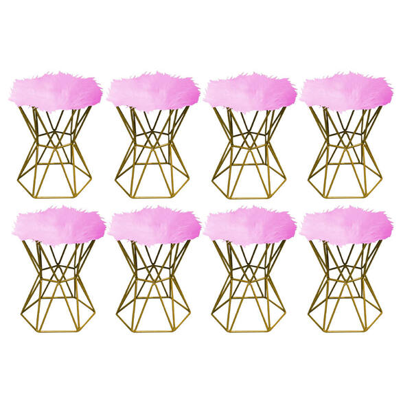 Kit 08 Puff Banqueta Louis Aramado Hexágono Para Penteadeira