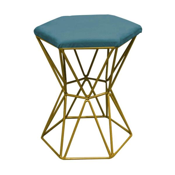 Kit 08 Puff Banqueta Louis Industrial Hexágono Ferro Dourado