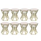 Kit 08 Puff Banqueta Louis Industrial Hexágono Ferro Dourado