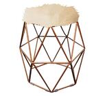 Kit 08 Puff Banqueta Luna Aramado Hexágono Bronze Pelúcia Bege