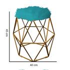 Kit 08 Puff Banqueta Luna Aramado Hexágono Dourado Pelúcia Az