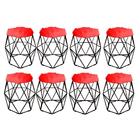 Kit 08 Puff Banqueta Luna Aramado Hexágono Preto Pelúcia Verm