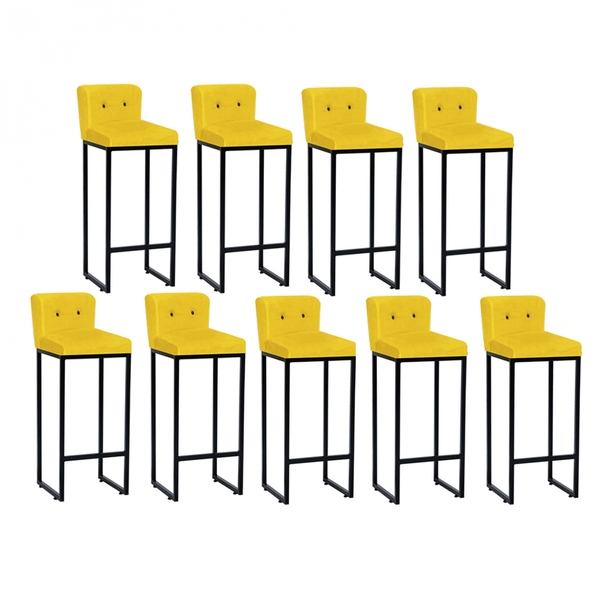 Kit 09 Banqueta Alta C/ Encosto Lucca Industrial Cozinha Balc