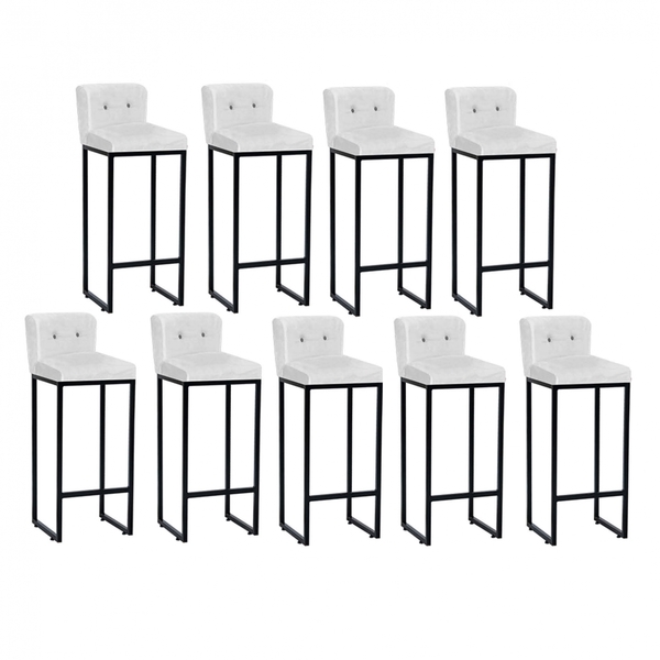 Kit 09 Banqueta Alta C/ Encosto Lucca Industrial Cozinha Balc